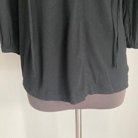 Gap sz XS 3/4 length sleeve V-neck hooded drawstring blouse‎ shirt - Picture 3 of 9